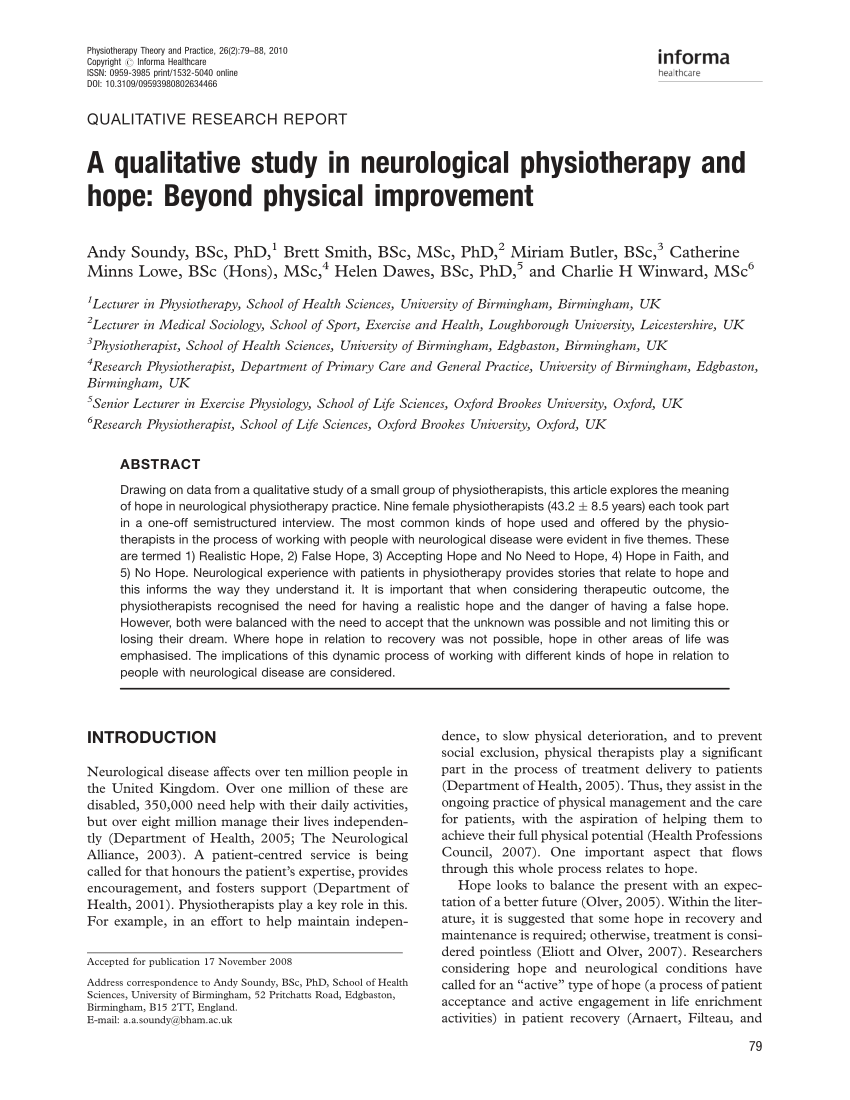 neuro physiotherapy dissertation topics