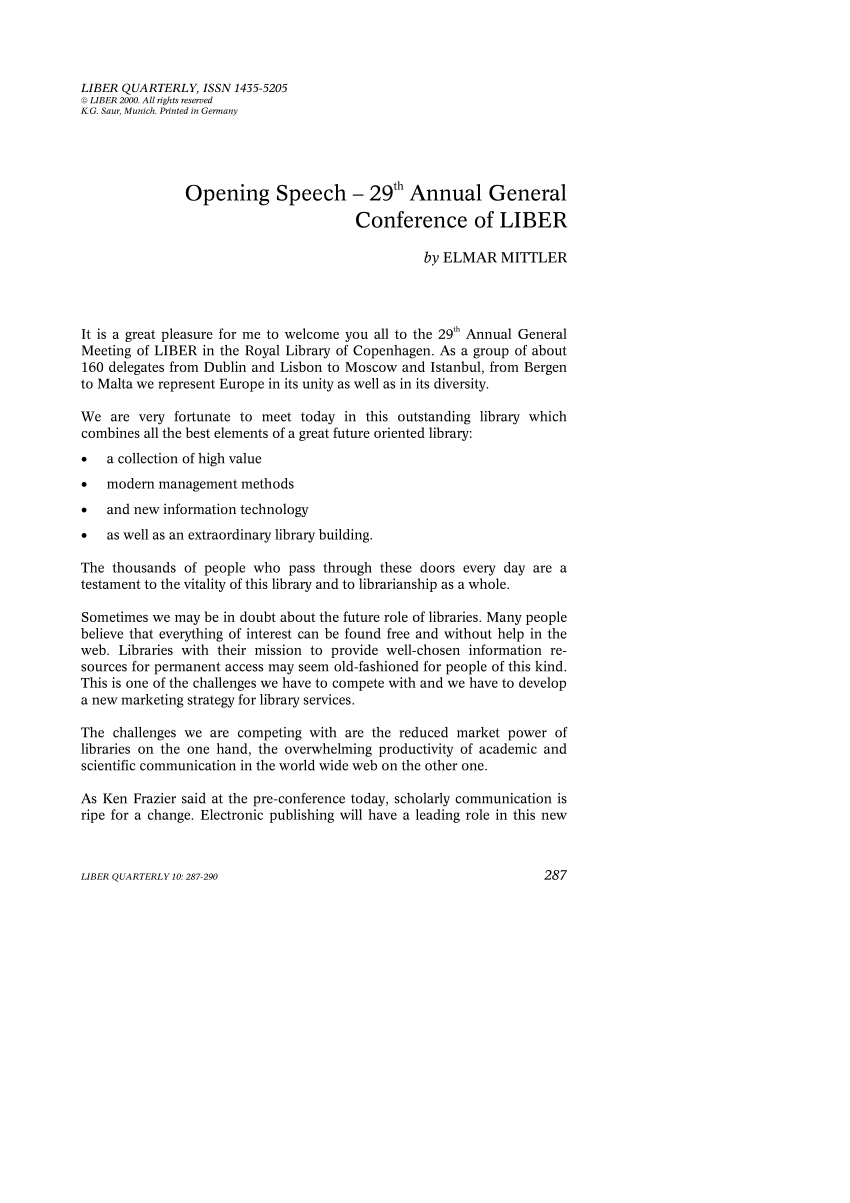 opening speech sample pdf