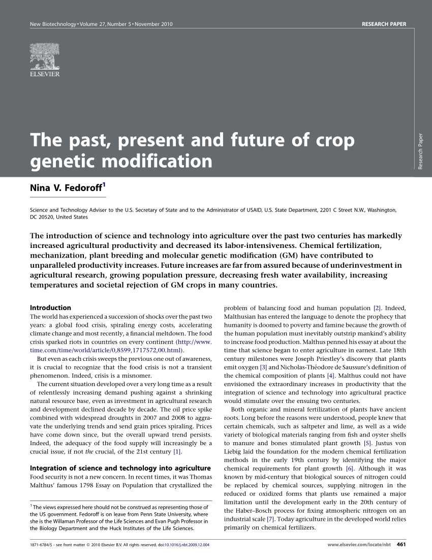 Pdf The Past Present And Future Of Crop Genetic Modification