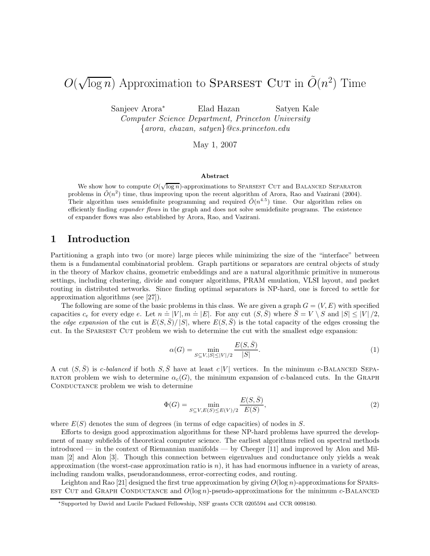 pdf-o-log-n-approximation-to-sparsest-cut-in-o-n2-time