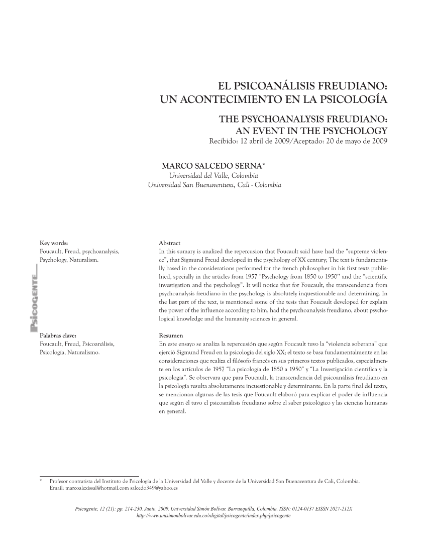 PDF El psicoan lisis freudiano un acontecimiento en la psicolog a