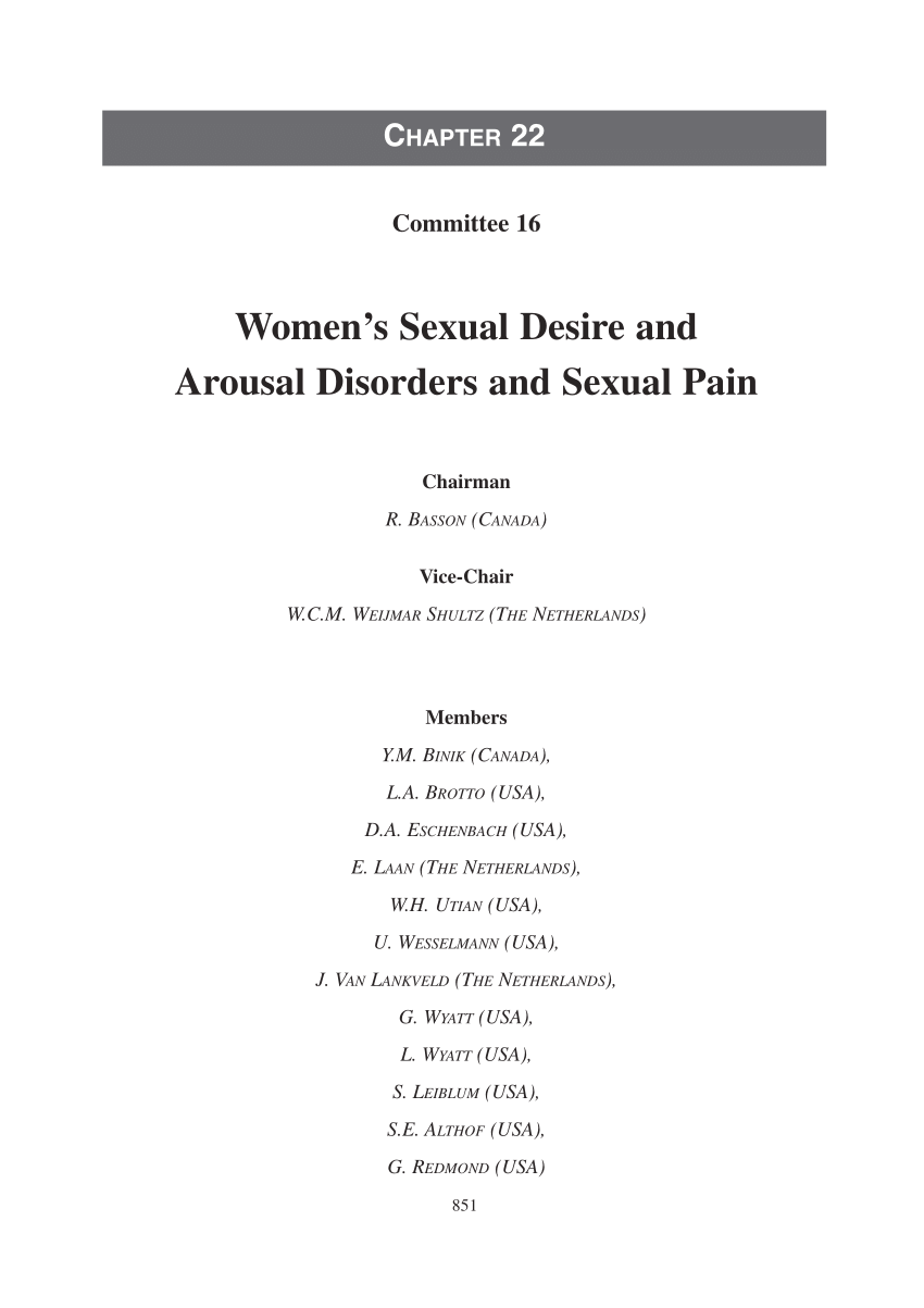 Pdf Women S Sexual Desire And Arousal Disorders