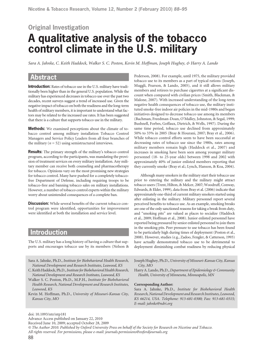 tobacco control research study