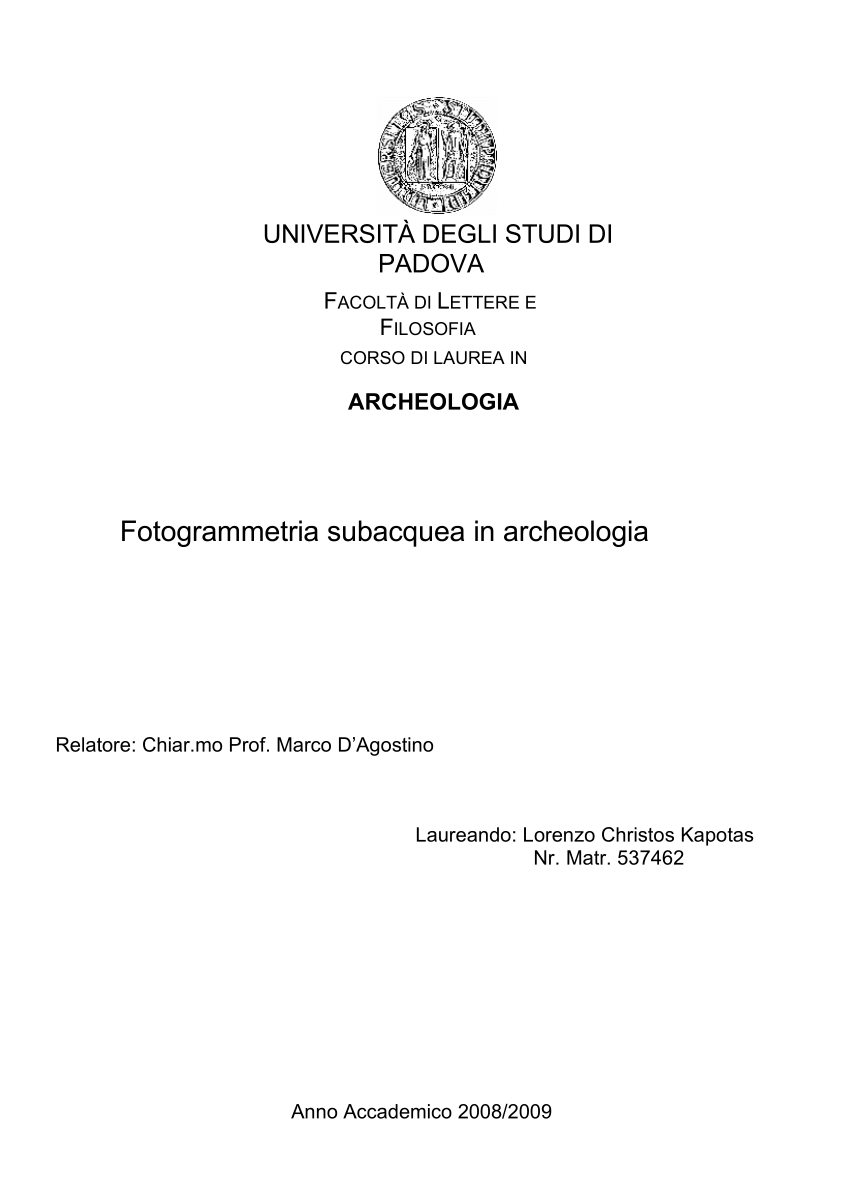 PDF) Fotogrammetria subacquea in archeologia