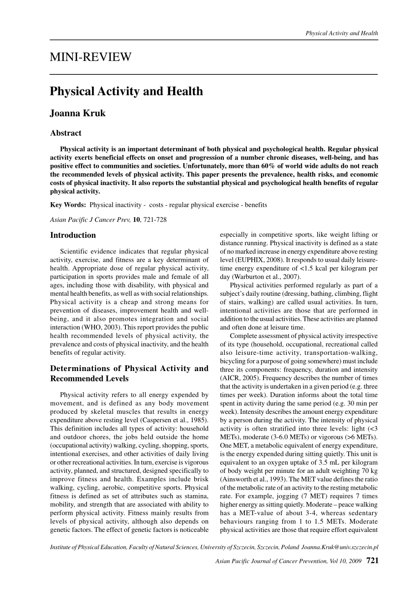 research paper on physical health