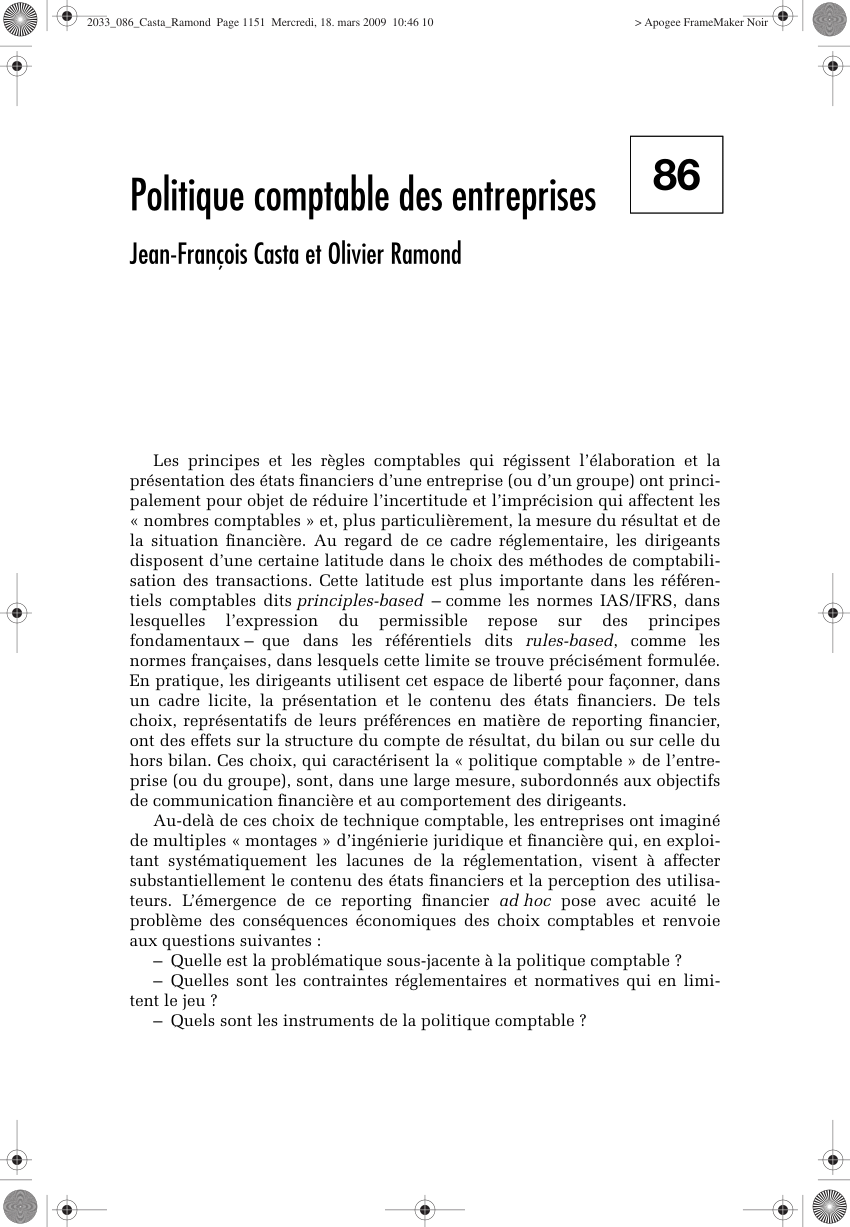 Pdf Politique Comptable Des Entreprises