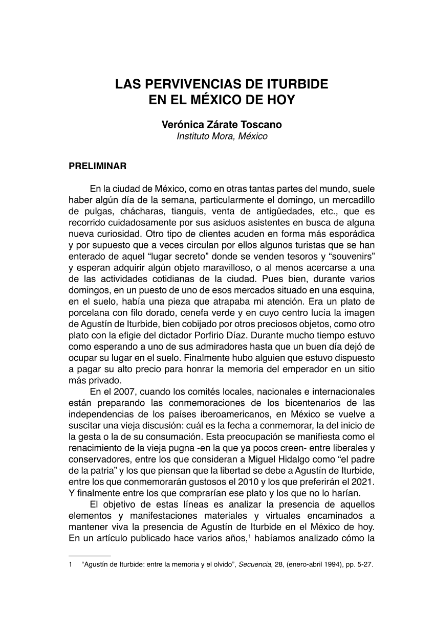 PDF) Las perviviencias de Iturbide en el México de hoy