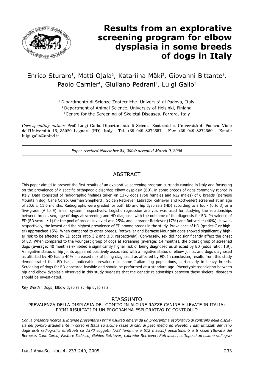 Pdf Results From An Explorative Screening Program For Elbow