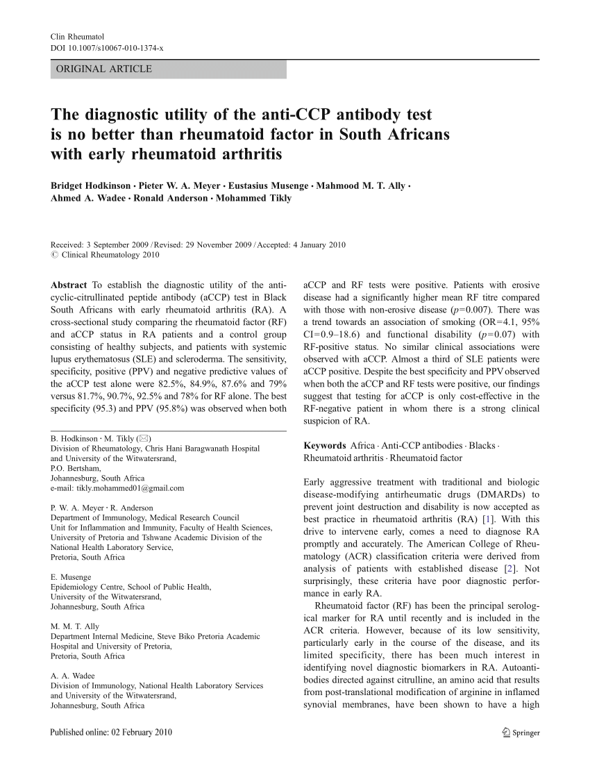 (PDF) The diagnostic utility of the anti-CCP antibody test is no better Sns-Brigh10