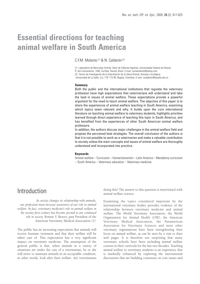 PDF) Essential directions for teaching animal welfare in South America