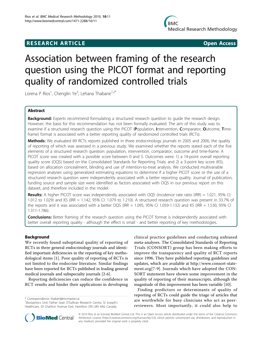 PDF) Association between framing of the research question using