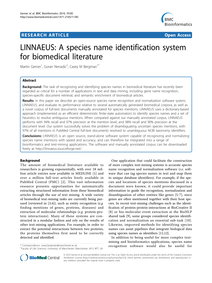 literature review on species identification
