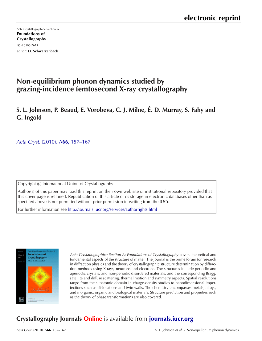 Pdf Non Equilibrium Phonon Dynamics Studied By Grazing Incidence Femtosecond X Ray Crystallography