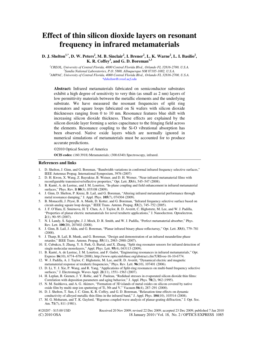 (PDF) Effect of thin silicon dioxide layers on resonant frequency in