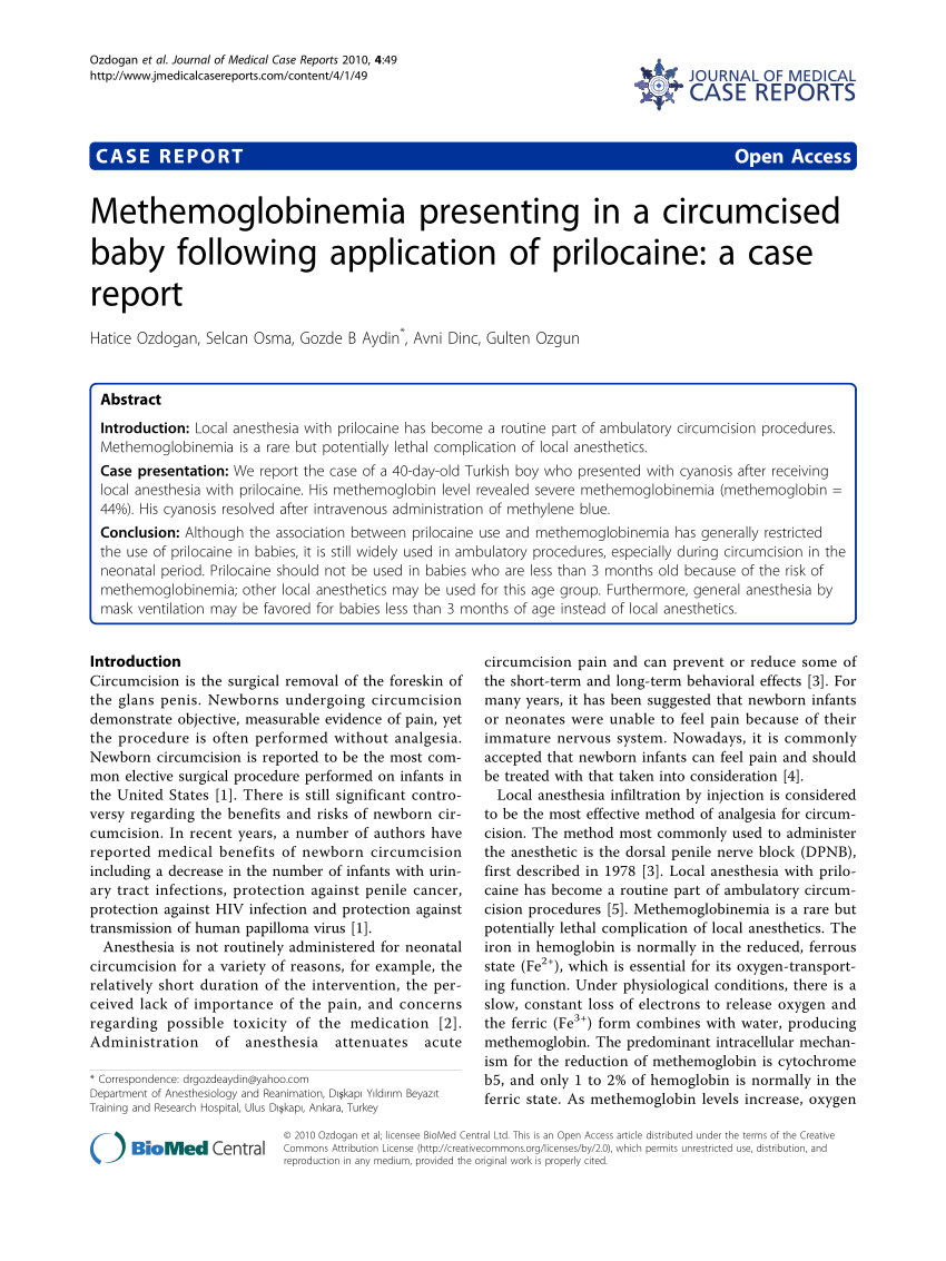 PDF Methemoglobinemia presenting in a circumcised baby following  