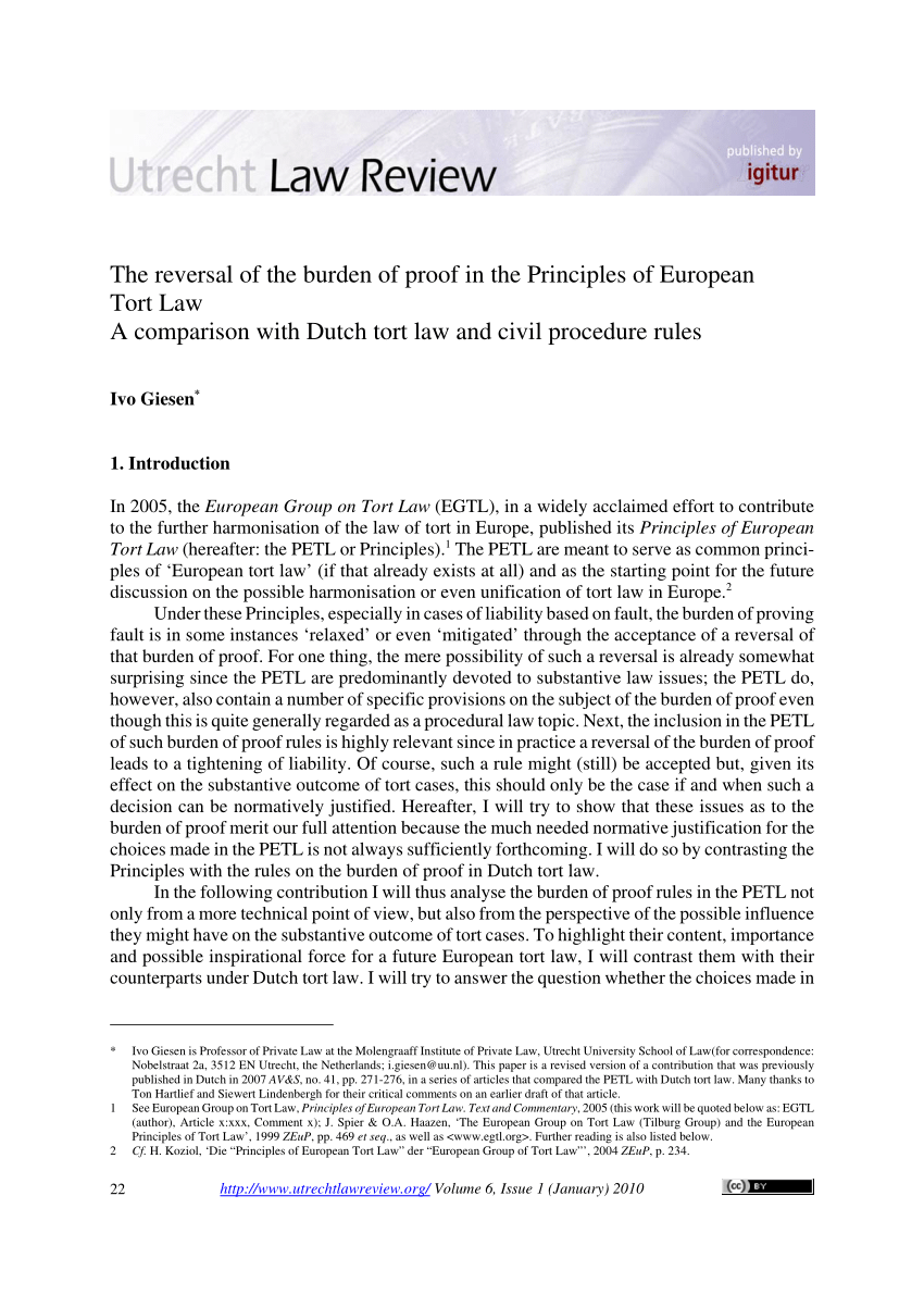 Children's day Rudely Compose PDF) The Reversal of the Burden of Proof in the Principles of European Tort  Law: A Comparison with Dutch Tort Law and Civil Procedure Rules