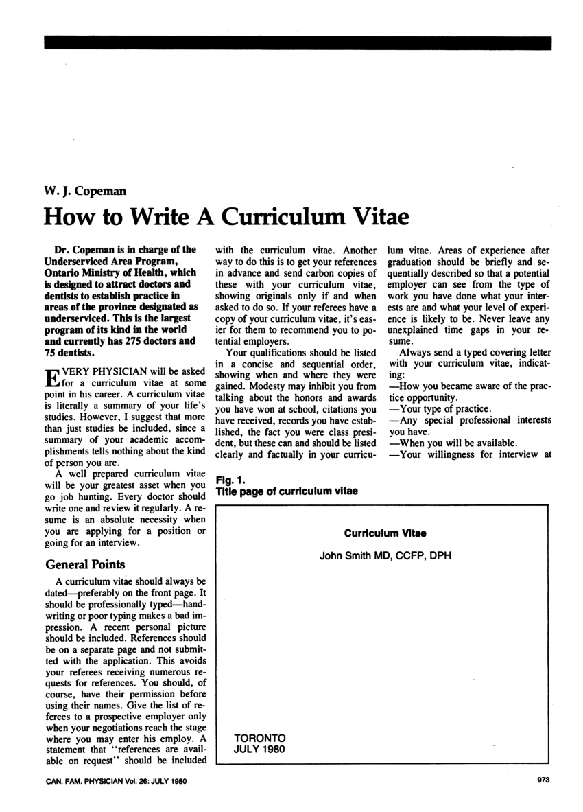 (PDF) How to write a curriculum vitae