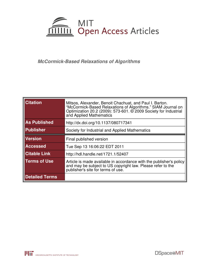 PDF) McCormick-Based Relaxations of Algorithms