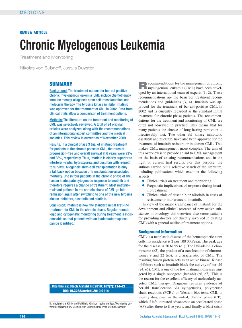 chronic myelogenous leukemia research paper