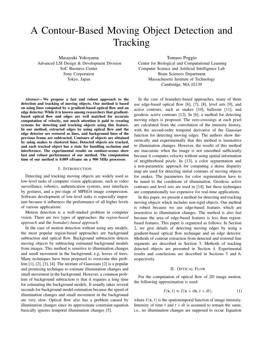 PDF) Object contour extraction from motion parameters