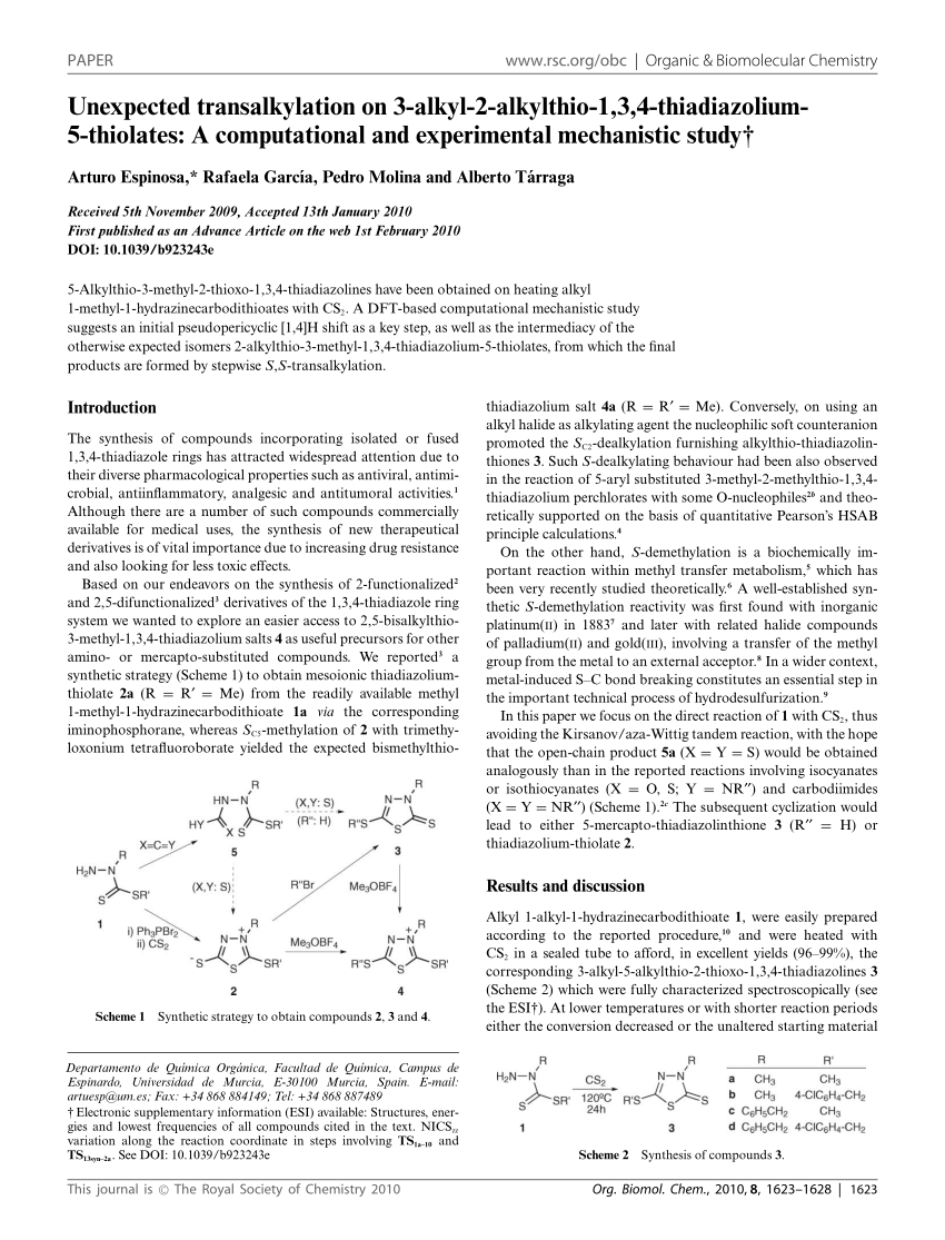 Pdf Unexpected Transalkylation On 3 Alkyl 2 Alkylthio 1 3 4 Thiadiazolium 5 Thiolates A Computational And Experimental Mechanistic Study