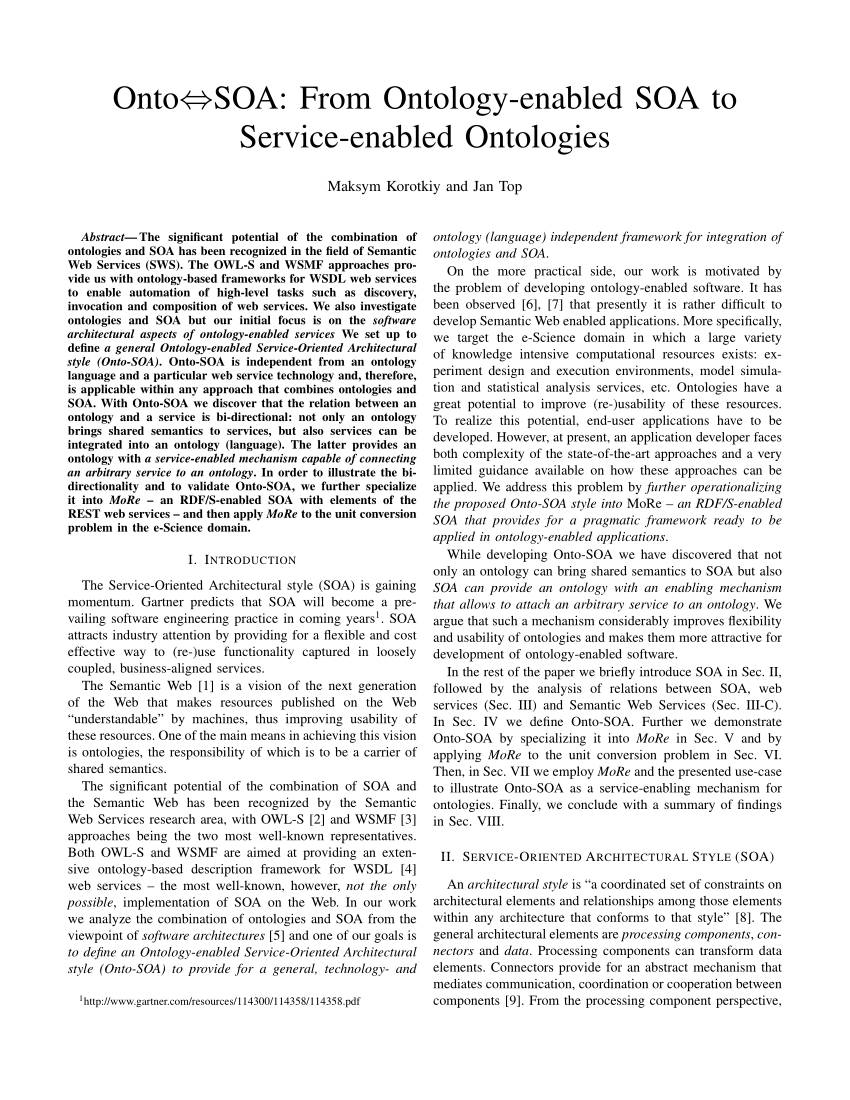 (PDF) Onto-SOA: From Ontology-enabled SOA to Service-enabled Ontologies