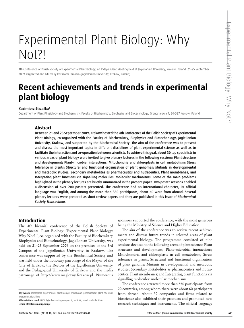 experimental research topics in plants