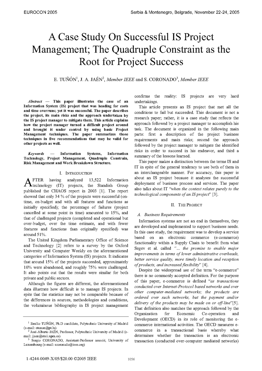 project management case study pdf