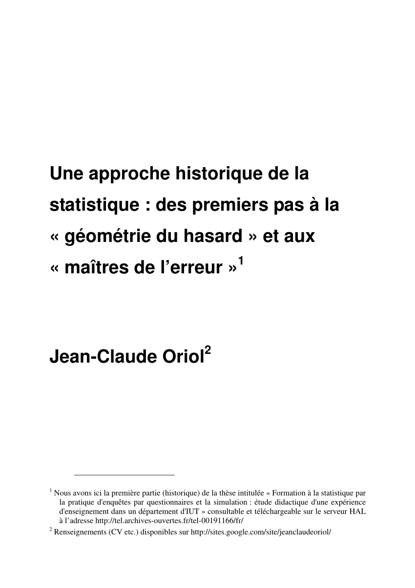 Pdf Elements D Histoire De La Statistique