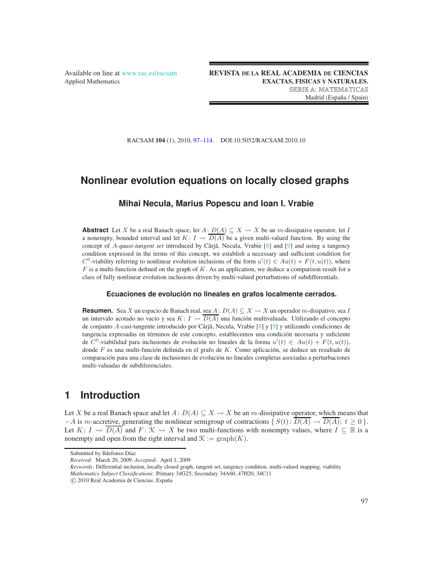 Pdf Nonlinear Evolution Equations On Locally Closed Graphs