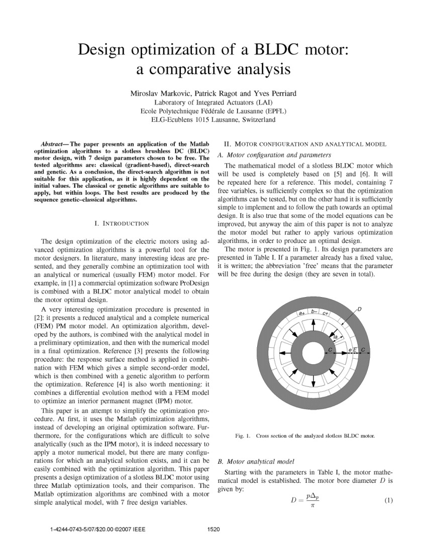 (PDF) Design optimization of a BLDC motor: A comparative analysis