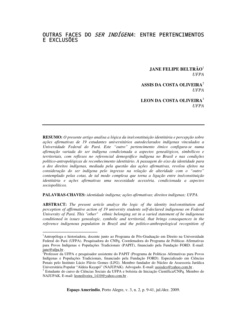 DIREITO À AUTOIDENTIFICAÇÃO COMO UM DIREITO FUNDAMENTAL: SAÚDE E POVOS  INDÍGENAS POSTOS À PROVA DE (R)EXISTÊNCIA