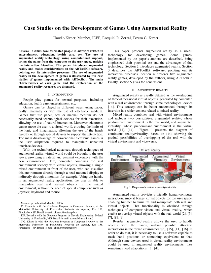 PDF) Case Studies on the Development of Games Using Augmented Reality