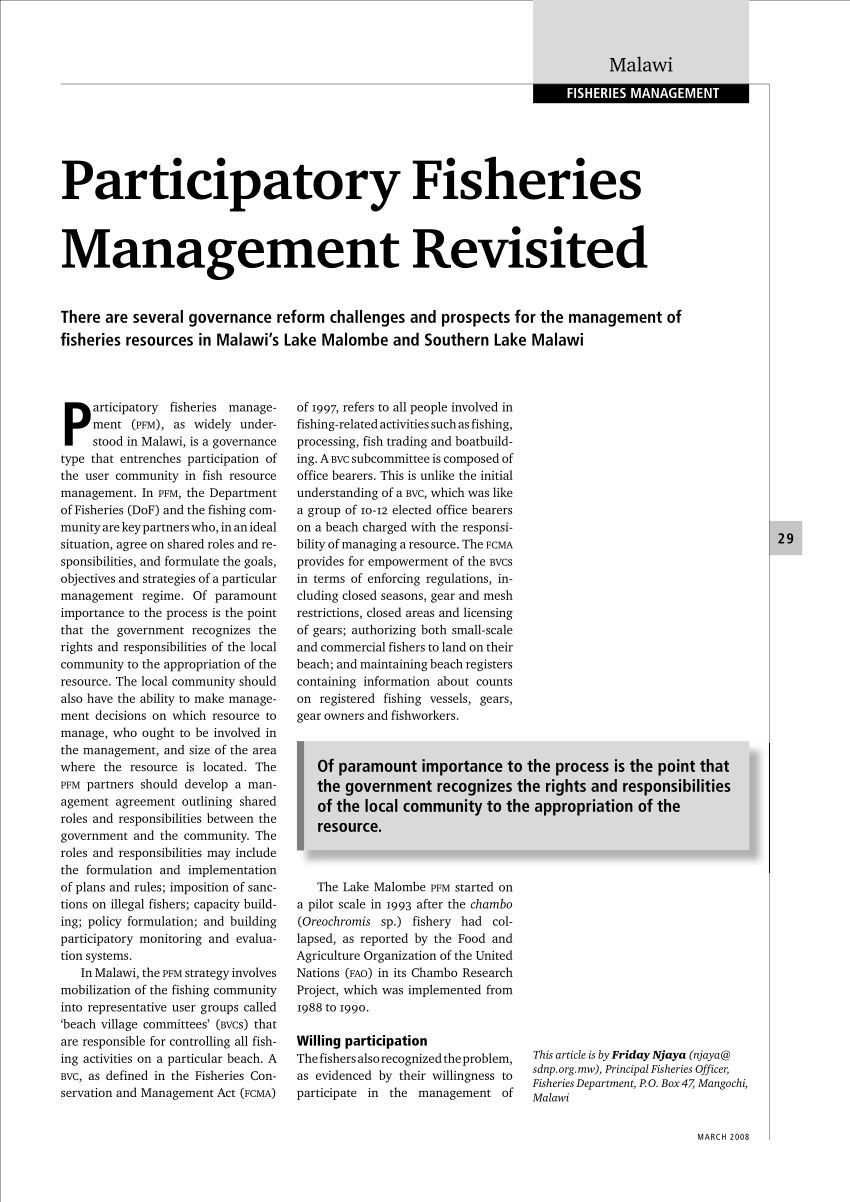 PDF) Participatory Fisheries Management Revisited