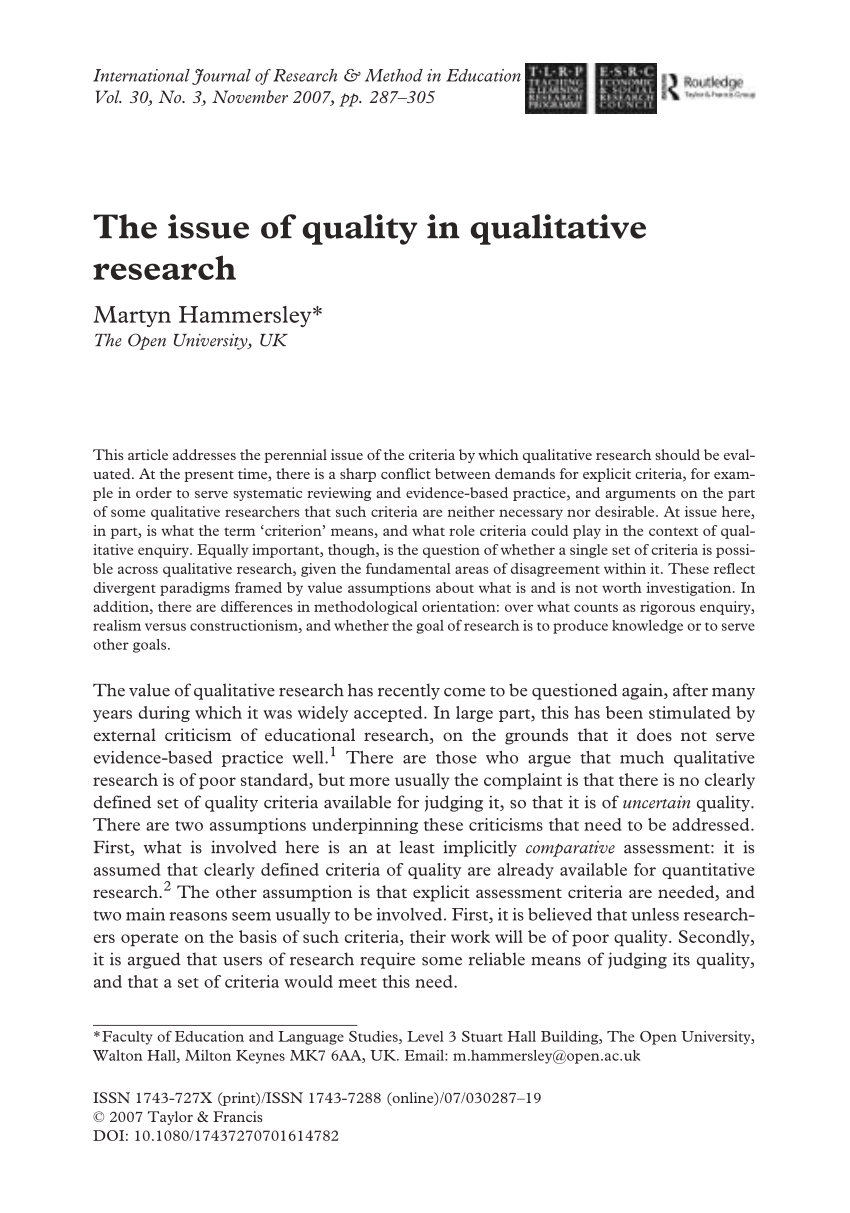 research articles quality