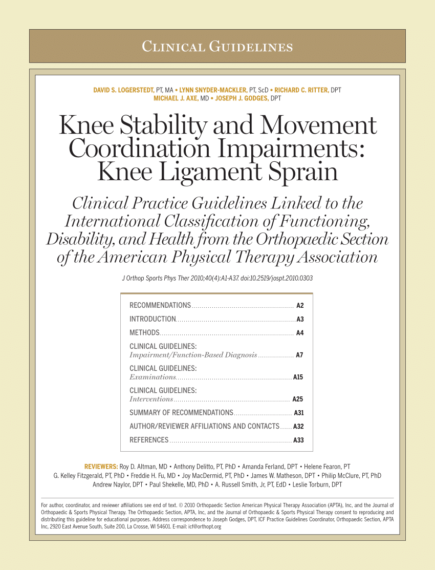 PDF) Knee Stability and Movement Coordination Impairments: Knee Ligament  Sprain