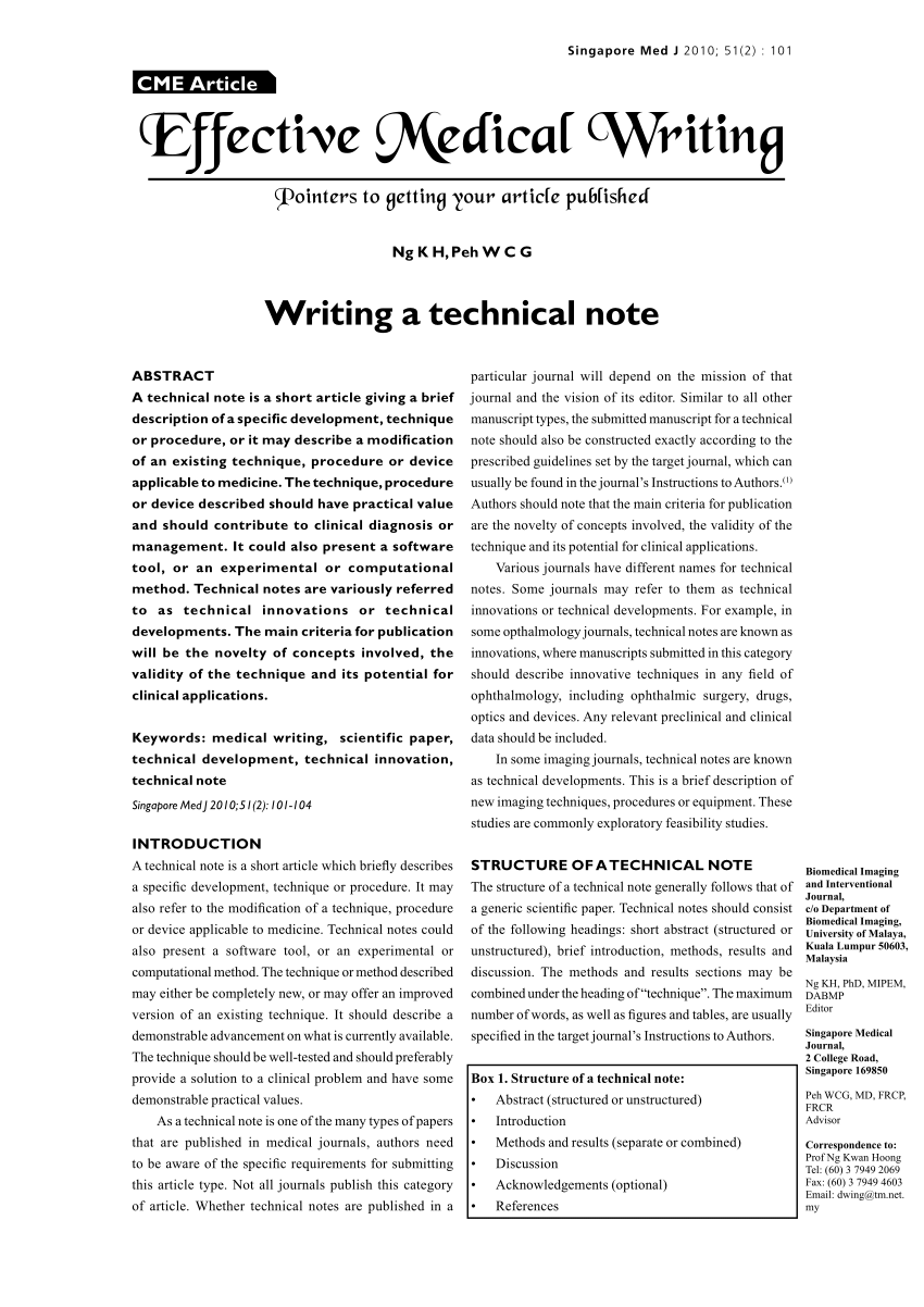 PDF) Writing a technical note