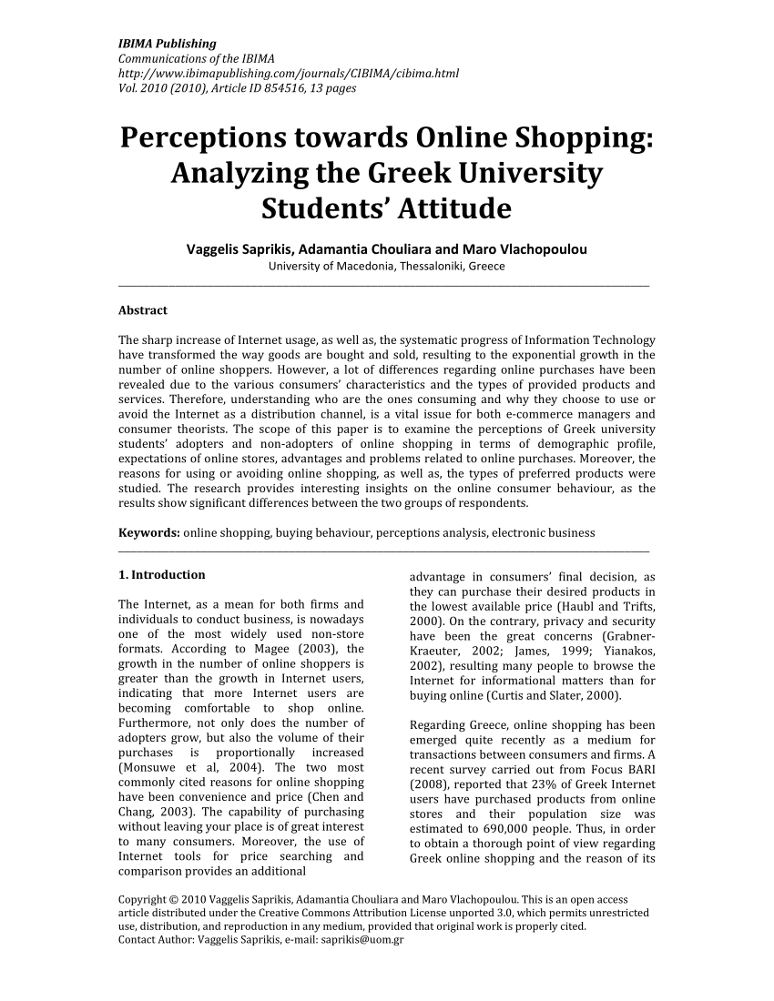 the perception of students towards online shopping research paper