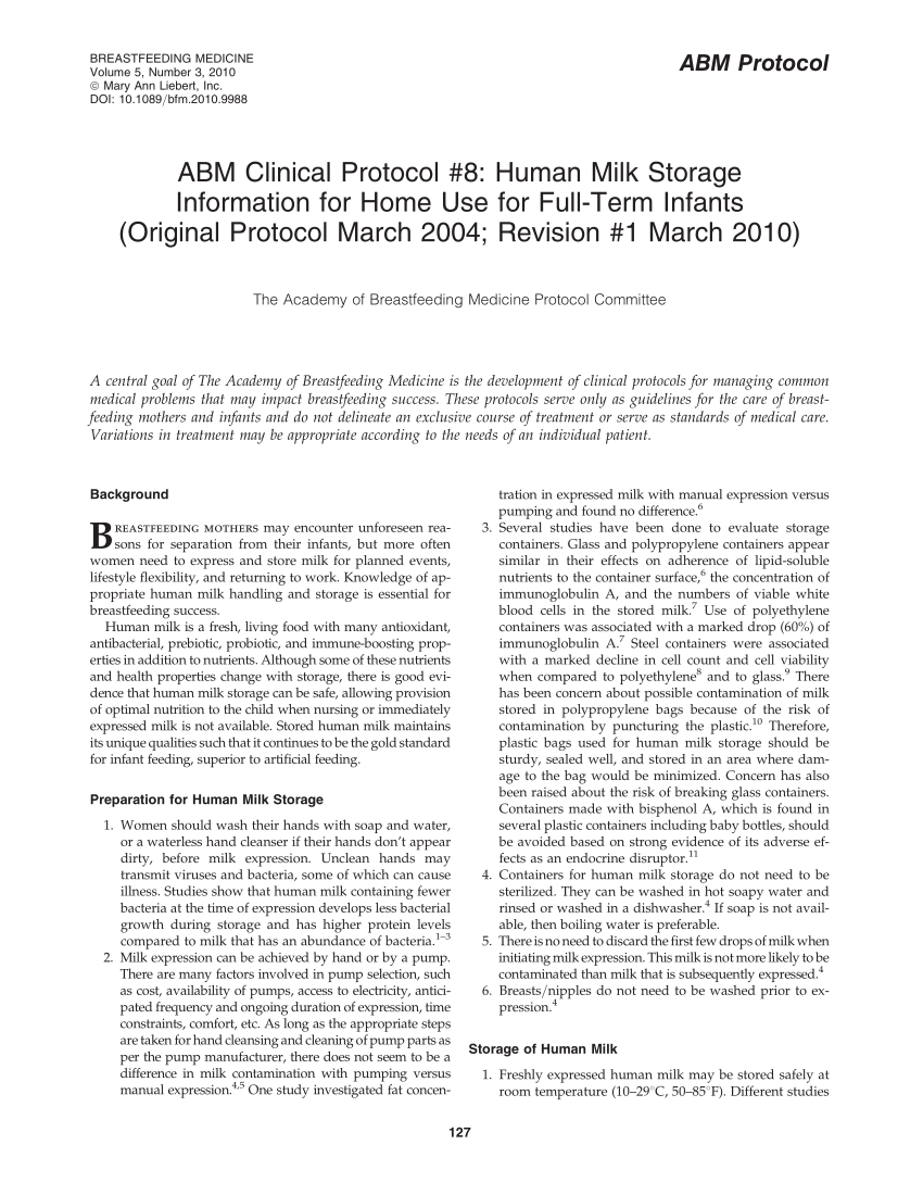 Bacteriology Of Unheated Breast Milk Stored At Room