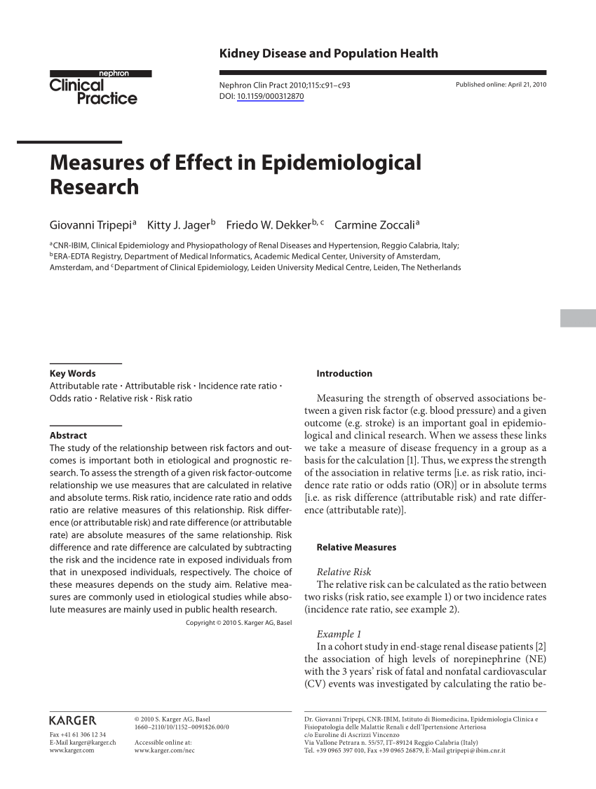 (PDF) Measures of Effect in Epidemiological Research