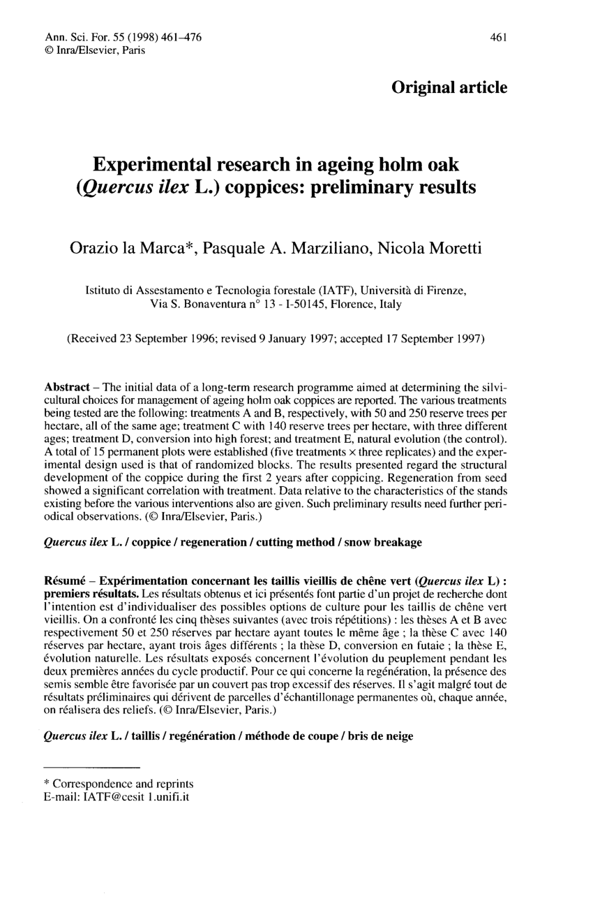 PDF) Experimental research in ageing holm oak (Quercus ilex L