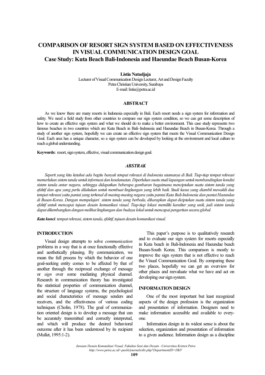 Pdf Comparison Of Resort Sign System Based On Effectiveness