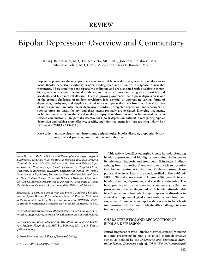 literature review bipolar depression
