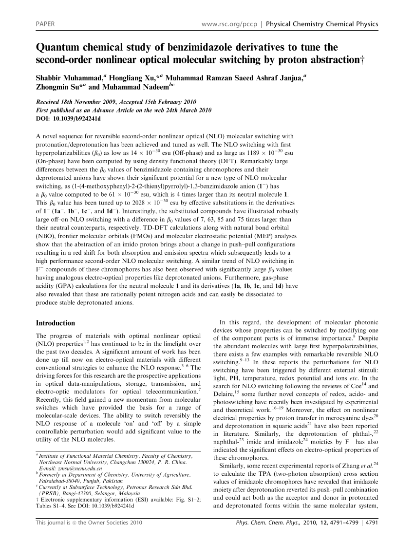 PDF) Quantum chemical study of benzimidazole derivatives to tune 