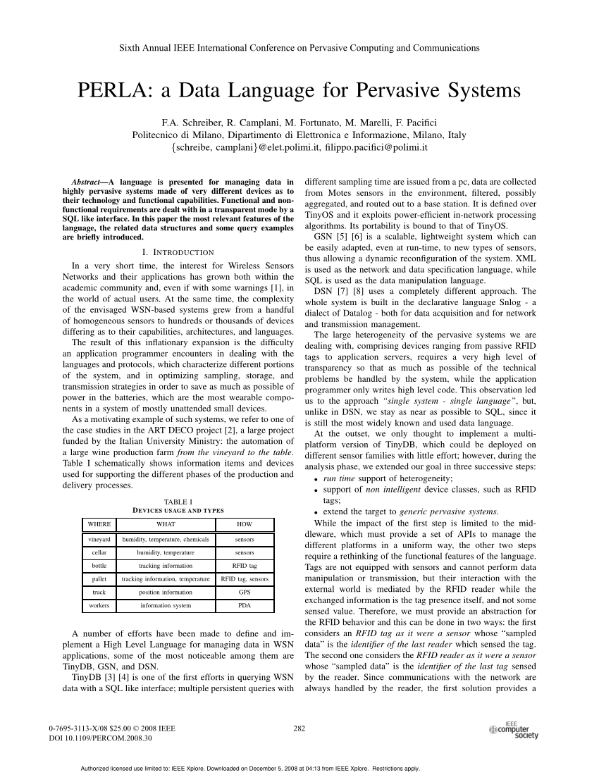 Pdf Perla A Data Language For Pervasive Systems - 