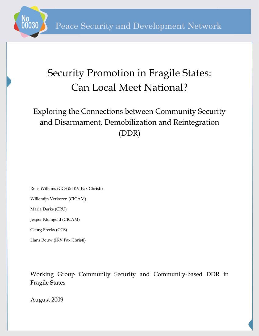 Pdf Security Promotion In Fragile States Can Local Meet The