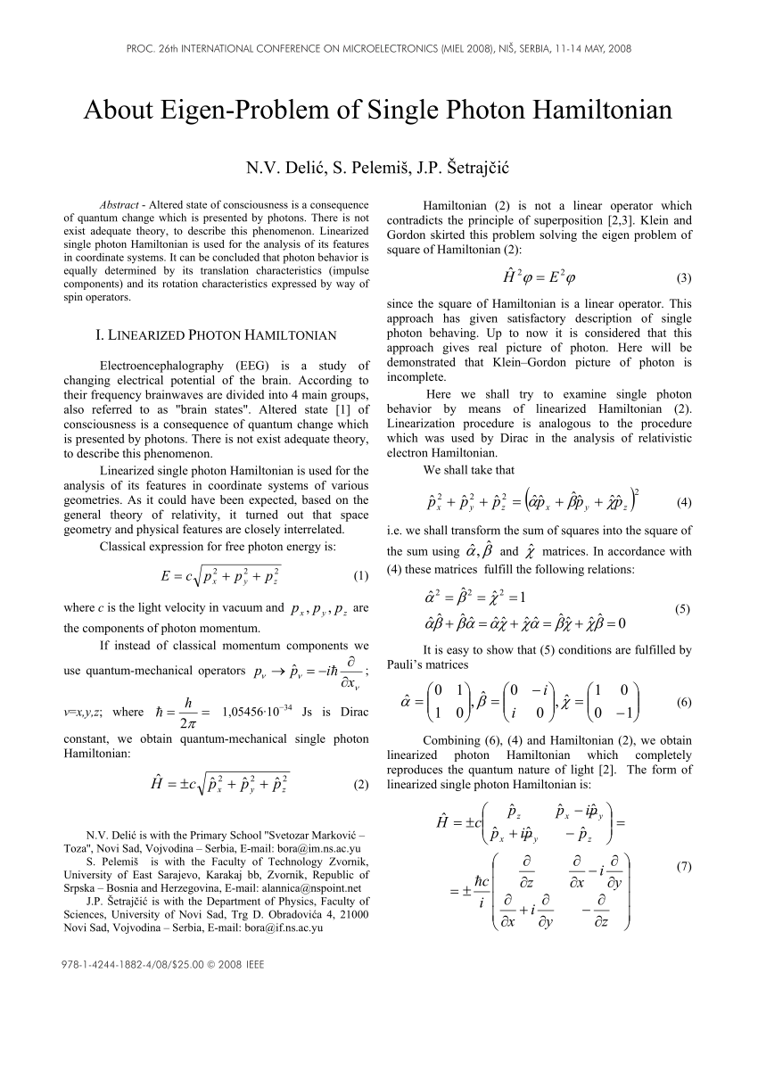 Pdf About Eigen Problem Of Single Photon Hamiltonian