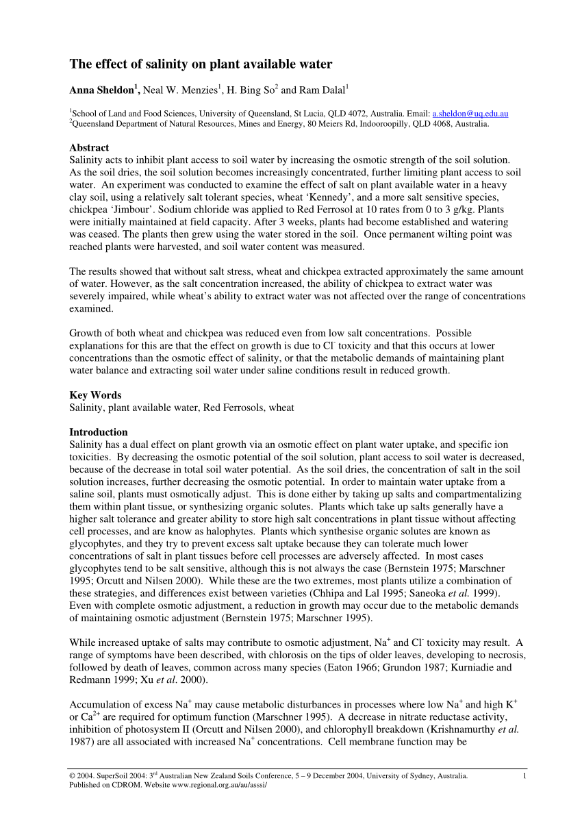 (PDF) The effect of salinity on plant available water