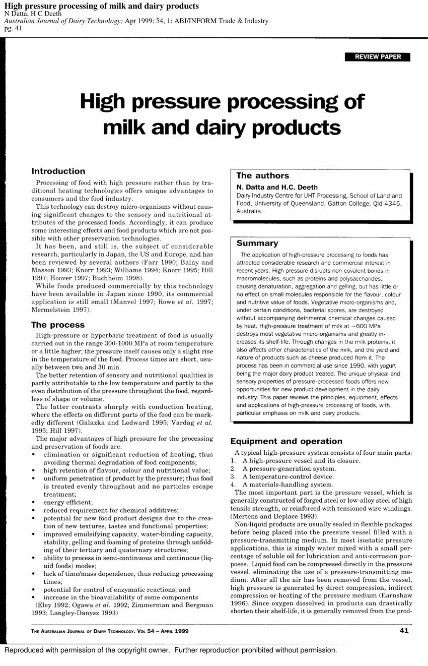 research paper on milk processing