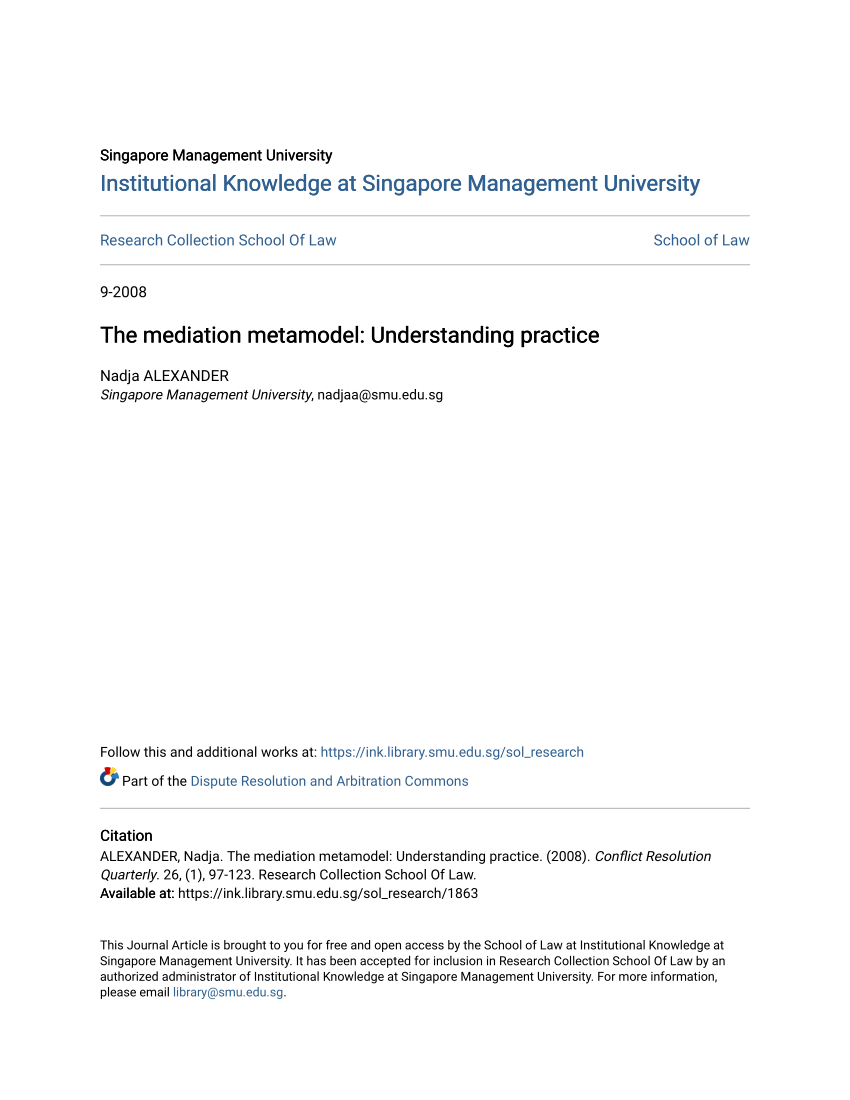 Pdf The Mediation Metamodel Understanding Practice